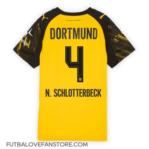 Borussia Dortmund Nico Schlotterbeck #4 Domáci Ženy futbalový dres 2025-26 Krátky Rukáv Borussia Dortmund Nico Schlotterbeck #4 Domáci Ženy futbalový dres 2025-26 Krátky Rukáv
